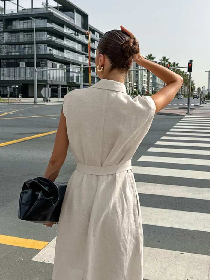 Tie Waist Cap Sleeve Maxi Dress