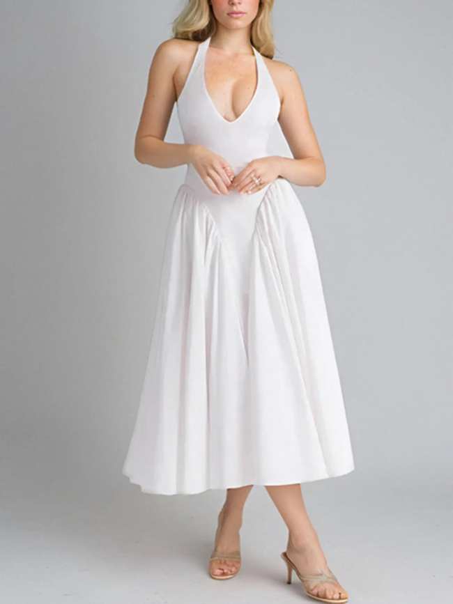 Full Size Ruched Halter Neck Midi Dress Plus Size