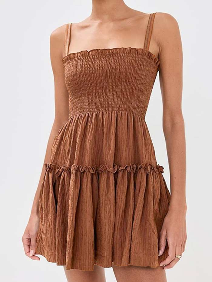 Smocked Frill Cami Mini Dress