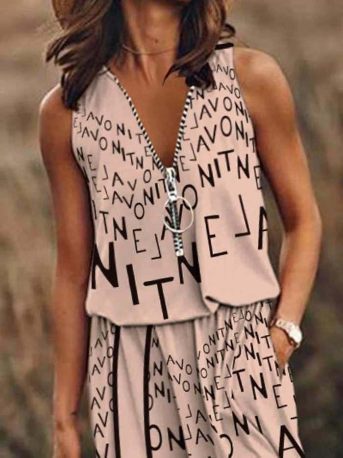 Full Size Half Zip Sleeveless Maxi Dress with Side Slit Plus Size