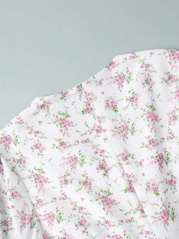Floral Print Balloon Sleeve Dress