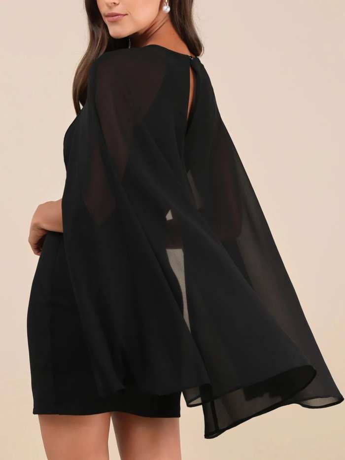 Mesh Cape Sleeve Mini Dress