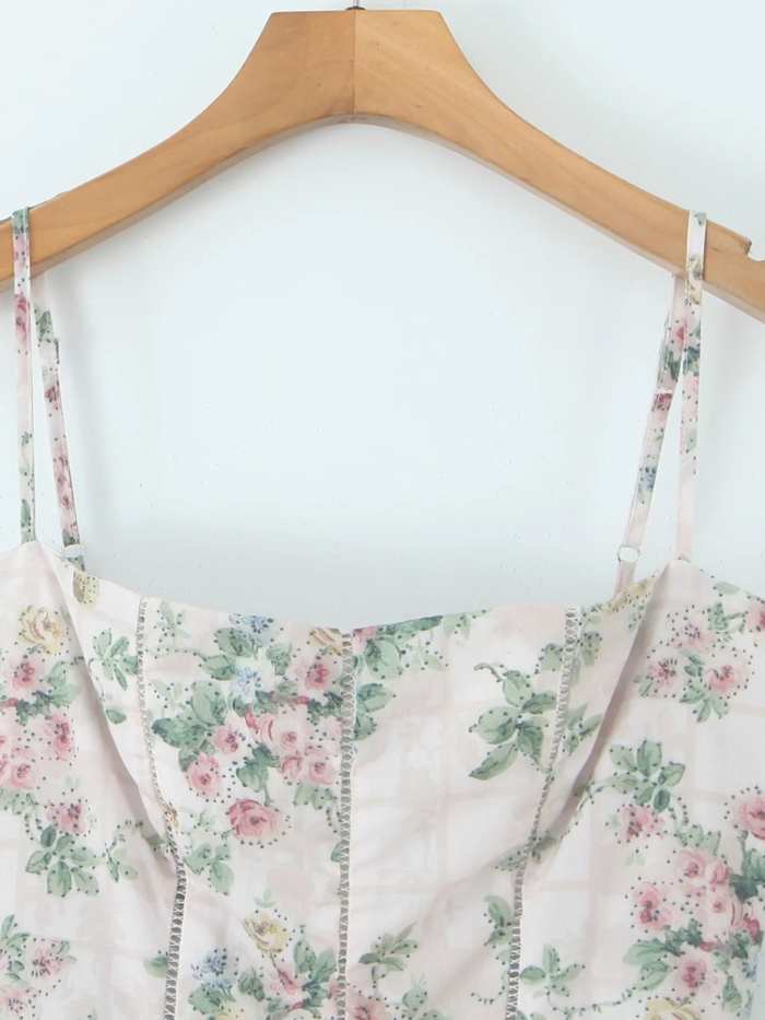 Floral Print Square Neck Maxi Cami Dress