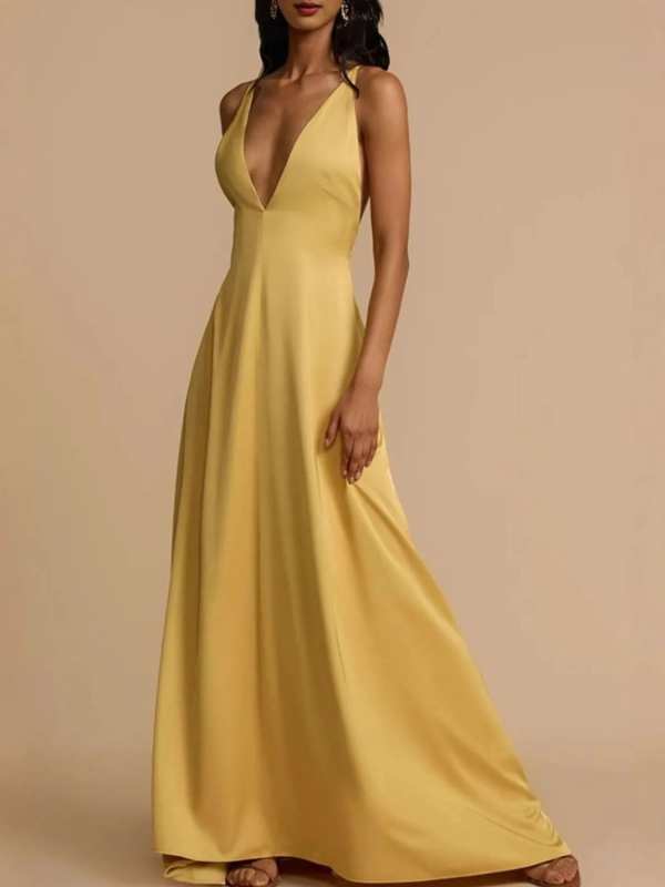 Deep V-Neck Maxi Dress