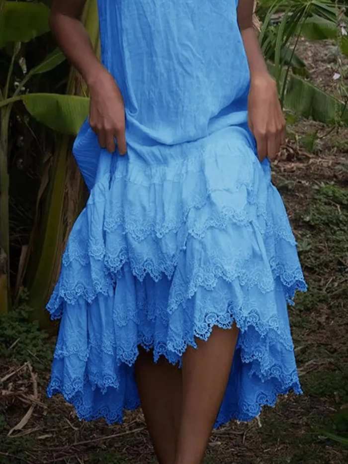 Full Size Lace Detail Round Neck Sleeveless Dress Plus Size