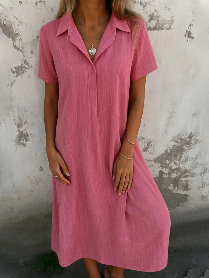 Full Size Short Sleeve Shirt Dress with Collar Plus Size
