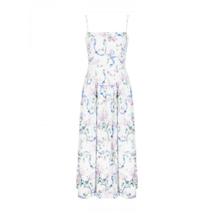 Women's Elegant Backless Beautiful Printed Suspender Maxi Dress