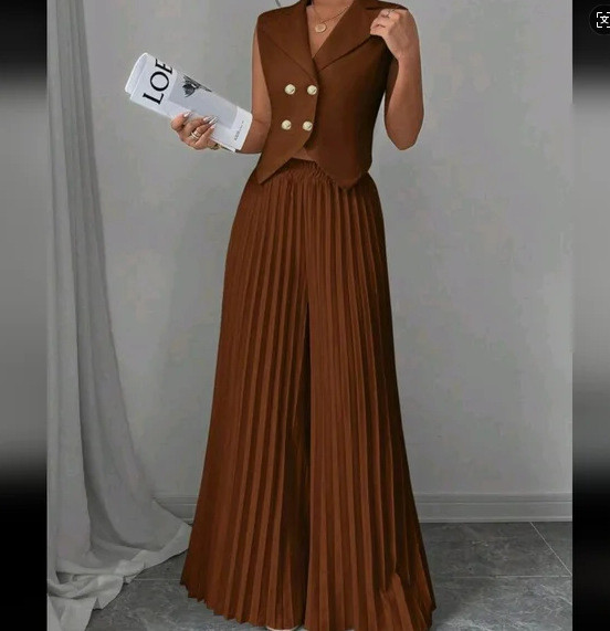 Women's Fashion Casual Elegant Solid Color Sleeveless Vest + Pants Two-piece Set