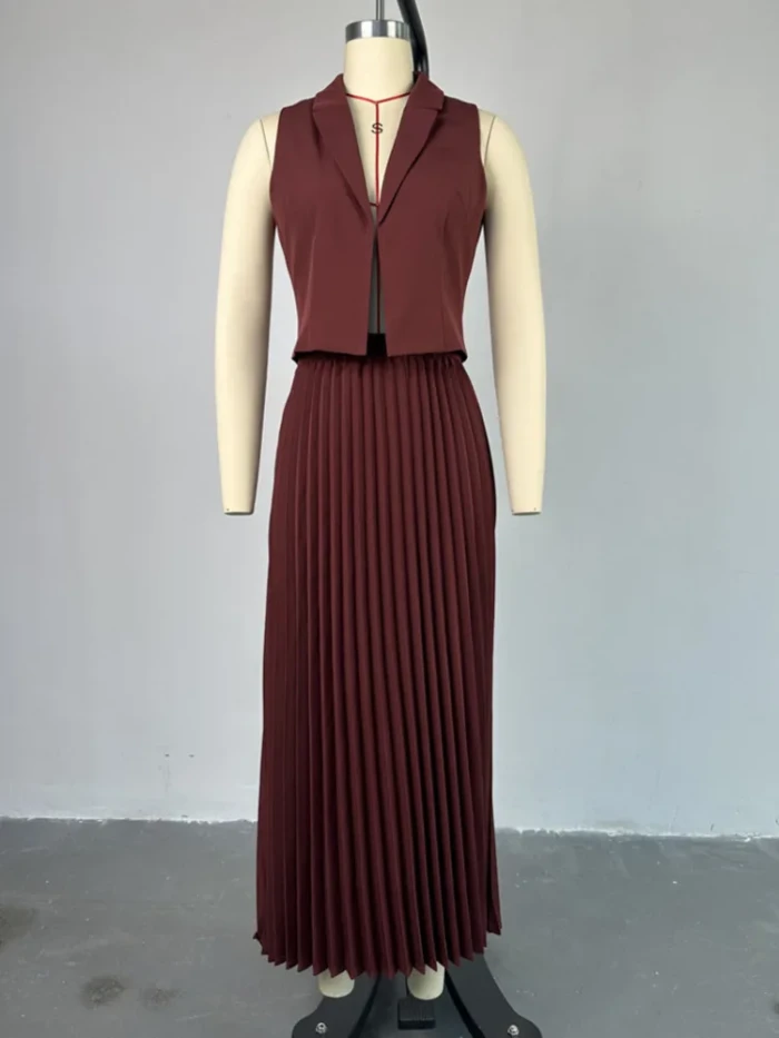 Women's Elegant Fashion Sleeveless Cropped Top and Skirt Two Piece Sets