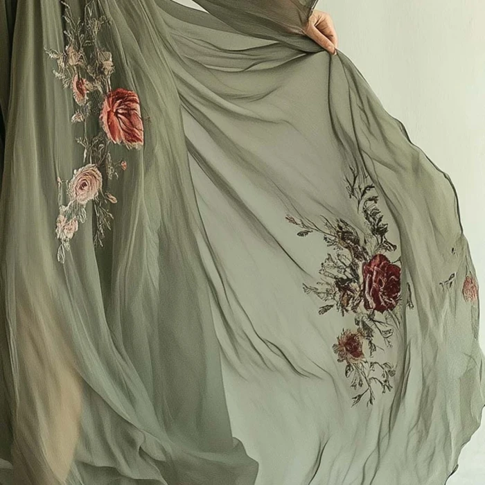 Women's Retro Floral Print V-Neck Ethnic Style Long Sleeve Fashion Maxi Dress