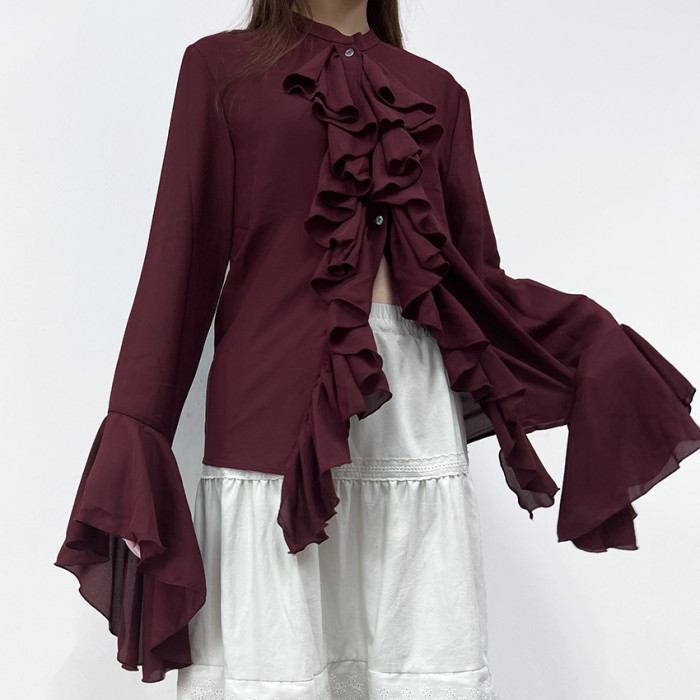 Women's Fashion Elegant Solid Color Chiffon Shirt