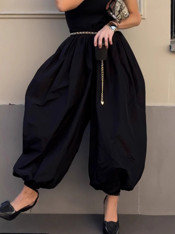 Women's Casual Solid Color Loose Bloomers