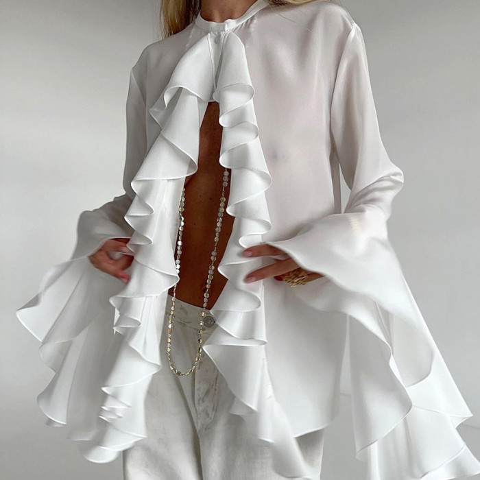 Women's Fashion Elegant Solid Color Chiffon Shirt