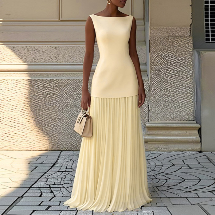 Women's Simple Sleeveless Fashion Solid Color Elegant Maxi Dress