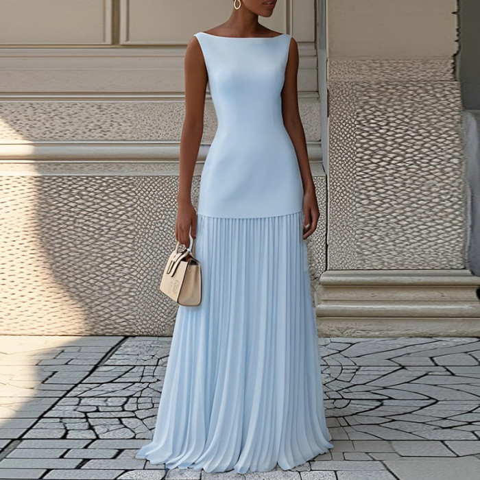 Women's Simple Sleeveless Fashion Solid Color Elegant Maxi Dress