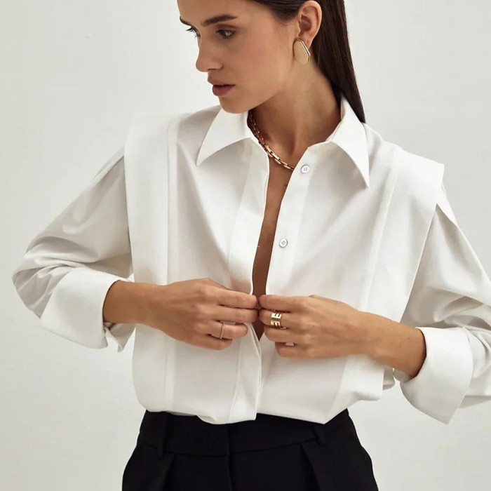Women's Solid Color Elegant French Shirt