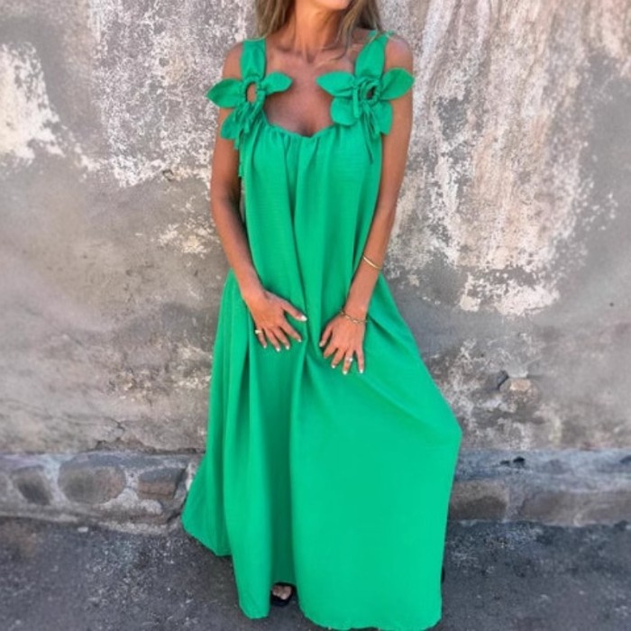 Women's 2025 Summer Solid Color Sleeveless Dress - Lace Trim Formal Evening Dress for Party Wedding Banquet, Slim Fit