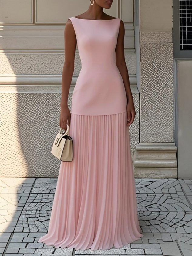 Women's Simple Sleeveless Fashion Solid Color Elegant Maxi Dress