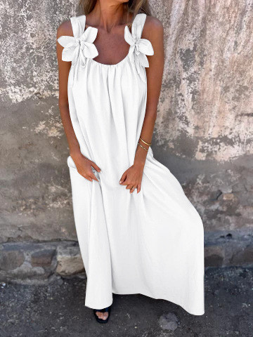 Women's 2025 Summer Solid Color Sleeveless Dress - Lace Trim Formal Evening Dress for Party Wedding Banquet, Slim Fit