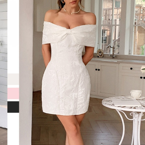 2025 Women's Elegant Off-Shoulder Tube Top Dress with High Waist Pleated dress Classy Bodycon Midi Dress for Party Evening