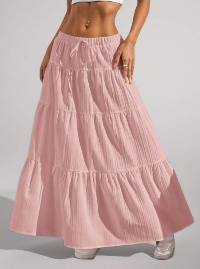 2025 Women's White High Waist Wrap Skirt - Flowy Maxi Long Skirt