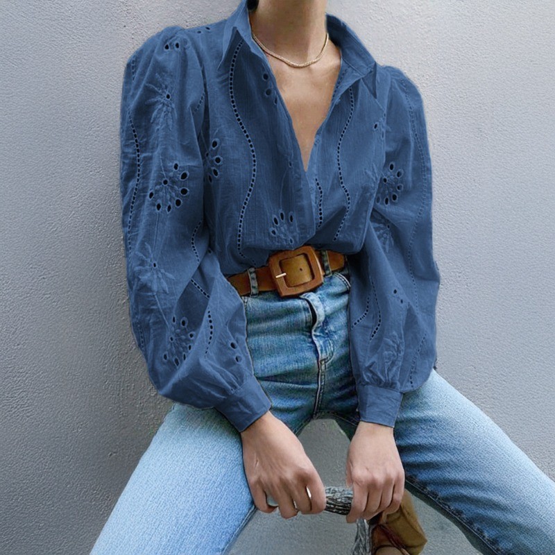 Women's Spring Summer Casual Loose Fit Fashion Knit Top Hollow Out Bubble Sleeve Cardigan