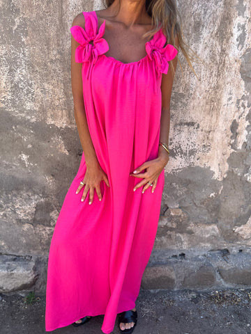 Women's 2025 Summer Solid Color Sleeveless Dress - Lace Trim Formal Evening Dress for Party Wedding Banquet, Slim Fit