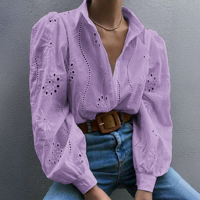 Women's Spring Summer Casual Loose Fit Fashion Knit Top Hollow Out Bubble Sleeve Cardigan