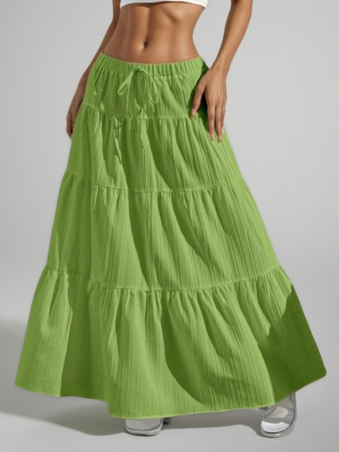 2025 Women's White High Waist Wrap Skirt - Flowy Maxi Long Skirt
