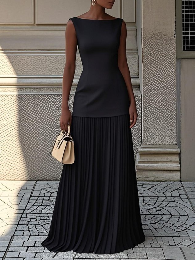 Women's Simple Sleeveless Fashion Solid Color Elegant Maxi Dress