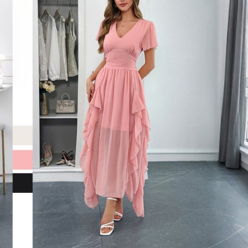 2025 Women's Vacation Short Sleeve Belted Maxi Dress Casual Boho Beach Dress with Floral Print & Side Slit Lightweight Sundress