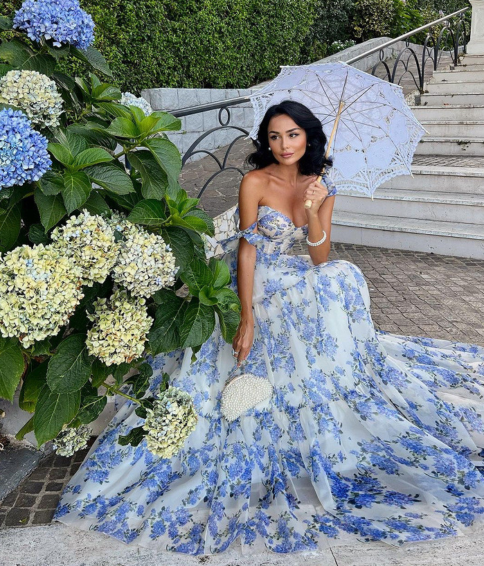 2025 Spring Summer Women's Off-Shoulder Organza Gown - Ethereal Long Evening Dress Romantic Formal Party Maxi Dress