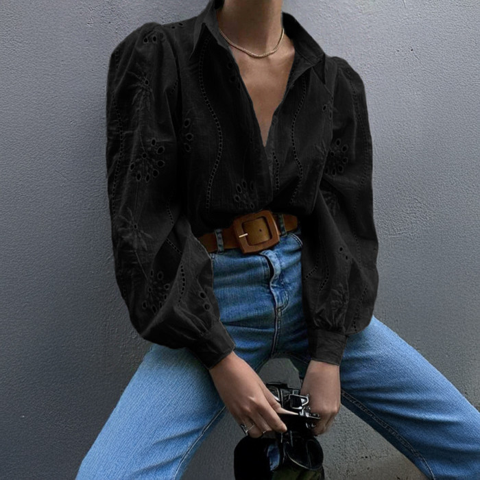Women's Spring Summer Casual Loose Fit Fashion Knit Top Hollow Out Bubble Sleeve Cardigan