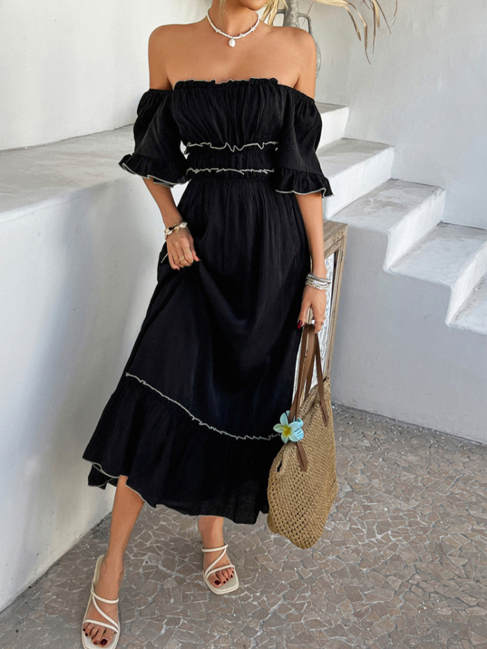 2025 Summer Reversible Boho Dress - Color Block Square Neck Ruffled Sleeveless Dress, Detachable Sash for 2 Styles