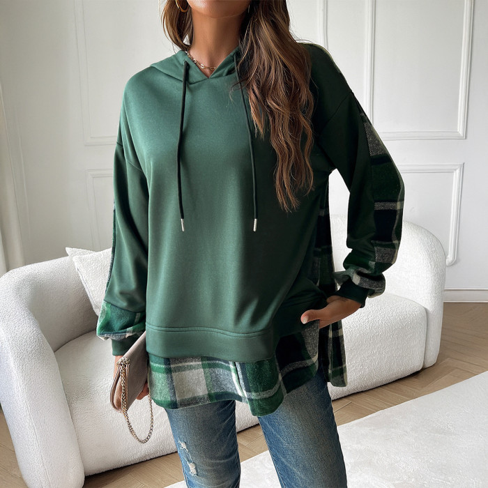 Women's Color Block Hoodie 2025 Fall Winter Fashion Casual Long Sleeve Pullover Two-Layer Fake Layered Sweatshirt