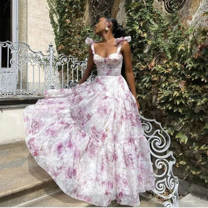 2025 Spring Summer Women's Off-Shoulder Organza Gown - Ethereal Long Evening Dress Romantic Formal Party Maxi Dress