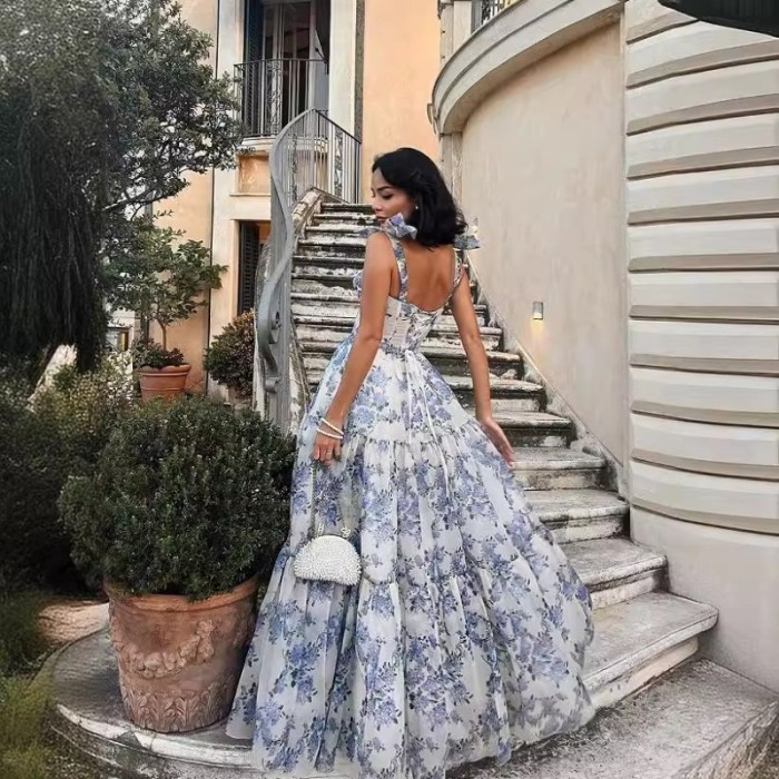 2025 Spring Summer Women's Off-Shoulder Organza Gown - Ethereal Long Evening Dress Romantic Formal Party Maxi Dress