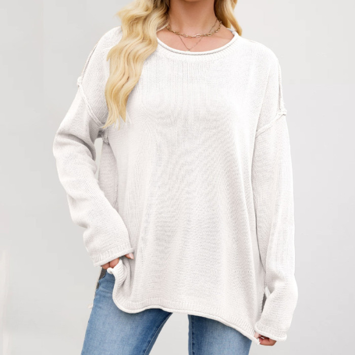 2025 Essential Crewneck Sweater Women - Oversized Knit Pullover