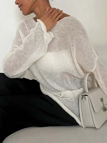 Women's Elegant Hollow Out Loose Knit Sweater Pullover