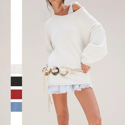 2025 Essential Crewneck Sweater Women - Oversized Knit Pullover