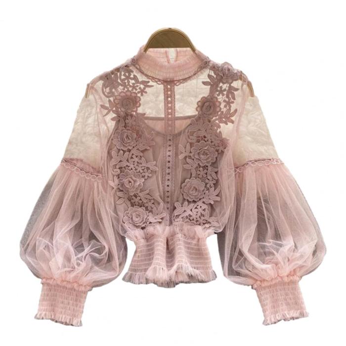 Women's Elegant Lightweight Sheer Mesh Blouse