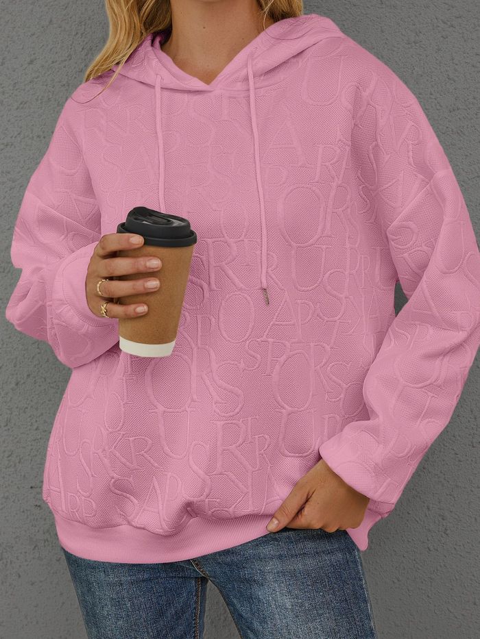Women's Casual Solid Color Hooded Long Sleeve Sweatshirt Versatile Fashion