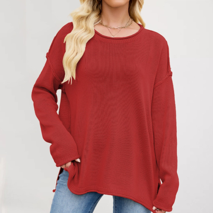 2025 Essential Crewneck Sweater Women - Oversized Knit Pullover
