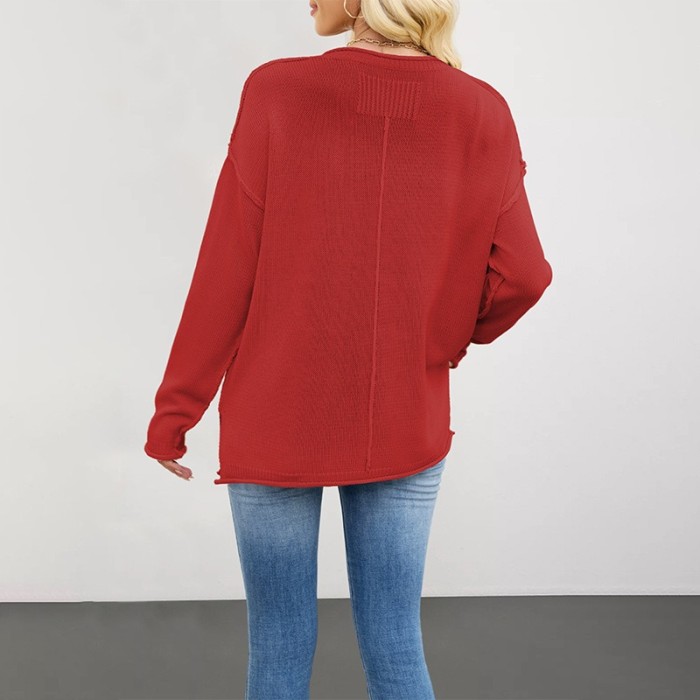 2025 Essential Crewneck Sweater Women - Oversized Knit Pullover