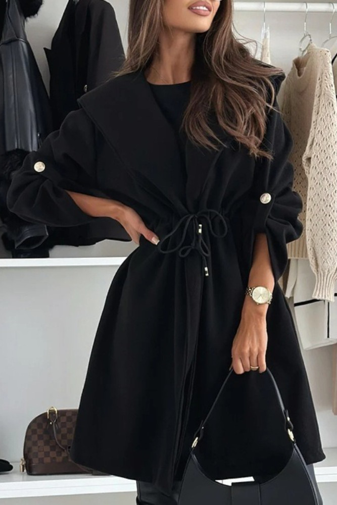 Women's Hooded Lapel Long Coat Casual Long Sleeve Autumn and Winter