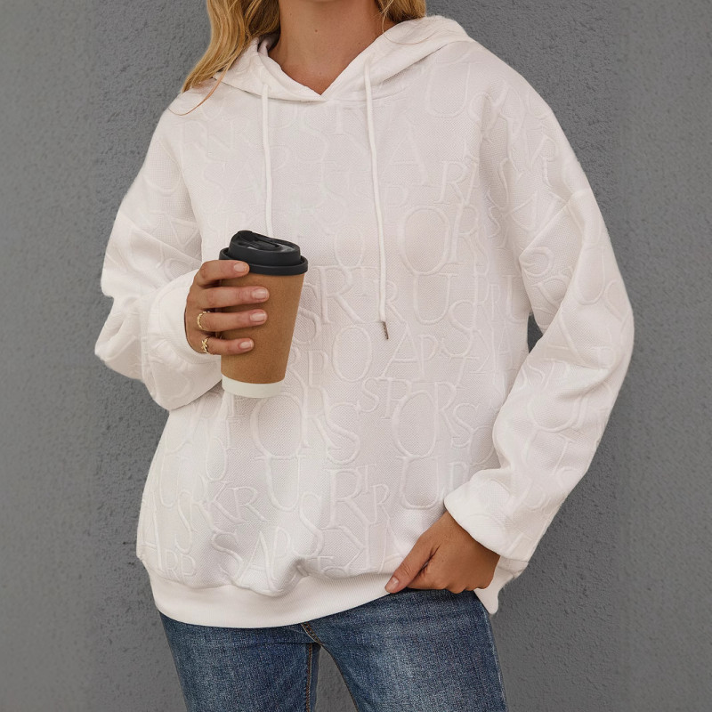 Women's Casual Solid Color Hooded Long Sleeve Sweatshirt Versatile Fashion