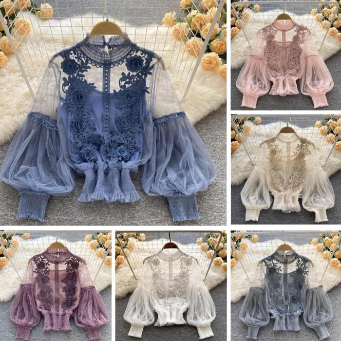 Women's Elegant Lightweight Sheer Mesh Blouse
