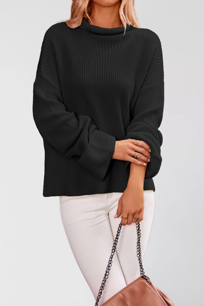 2025 Bell Sleeve Sweater - Oversized Round Neck Knit Top