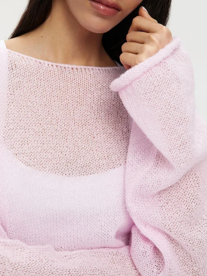 Women's Elegant Hollow Out Loose Knit Sweater Pullover