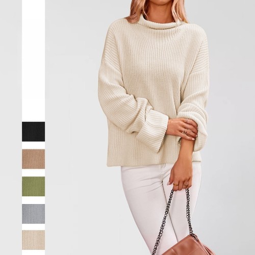 2025 Bell Sleeve Sweater - Oversized Round Neck Knit Top